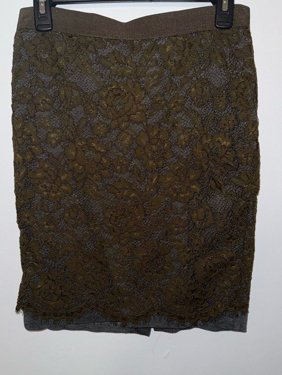 LOFT Dresses & Skirts - LOFT Olive Green Lace Overlay Pencil Skirt